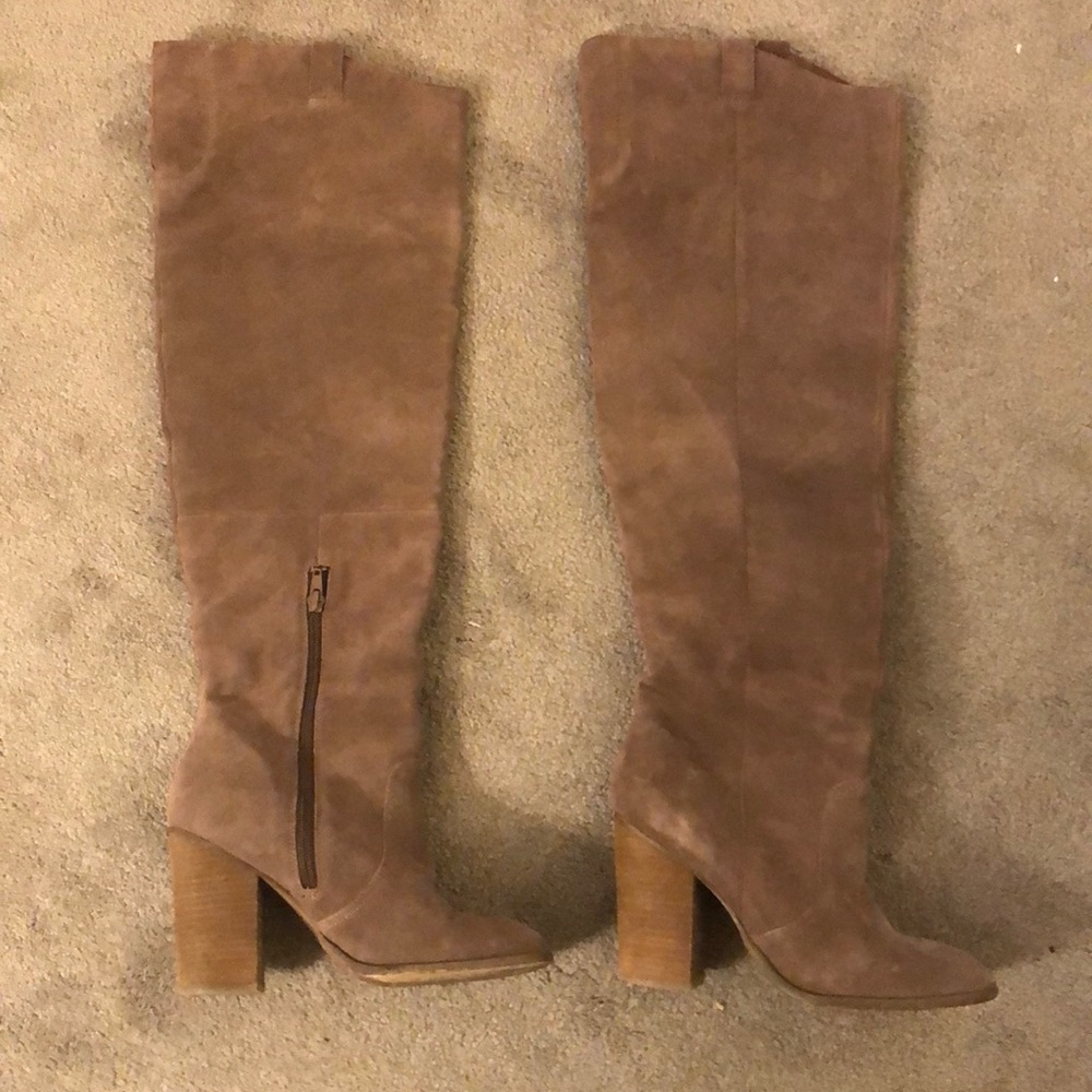 Carlos Santana over the knee suede boots